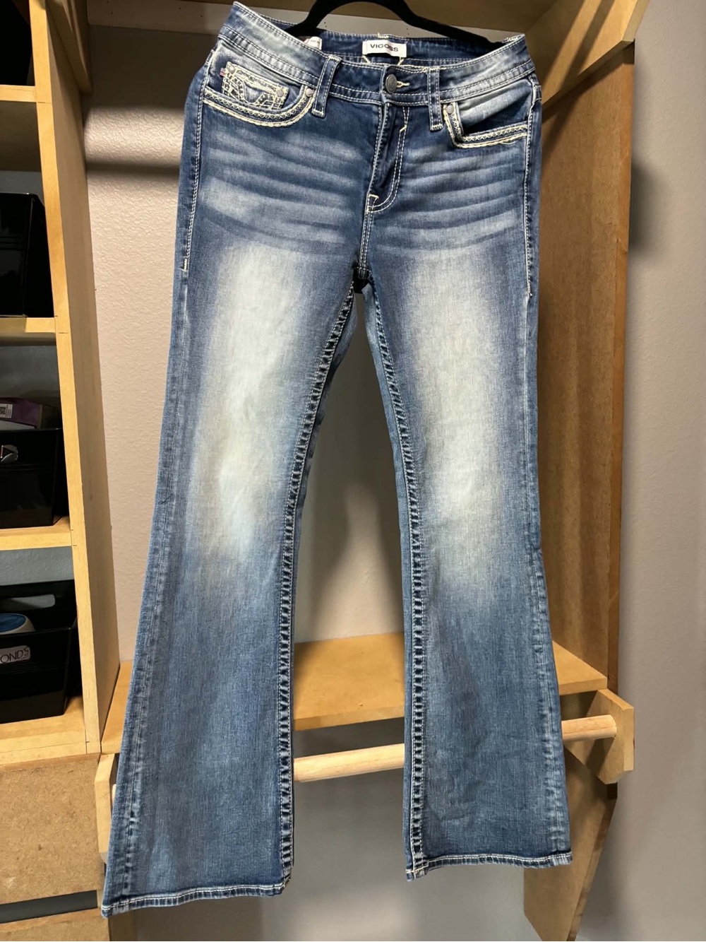 Vigoss Light Blue Flared Jeans with Faded Wash